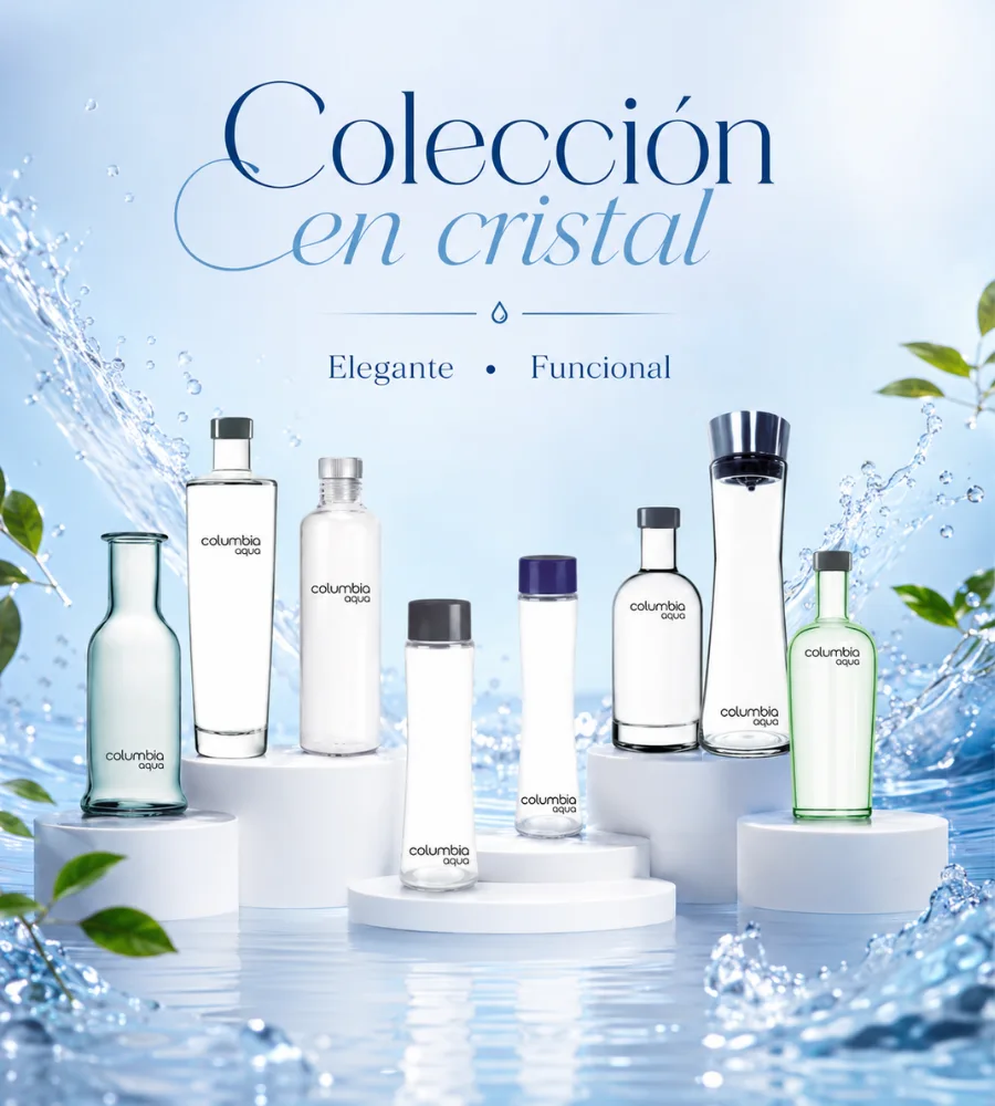 Colección de botellas de cristal reutilizables