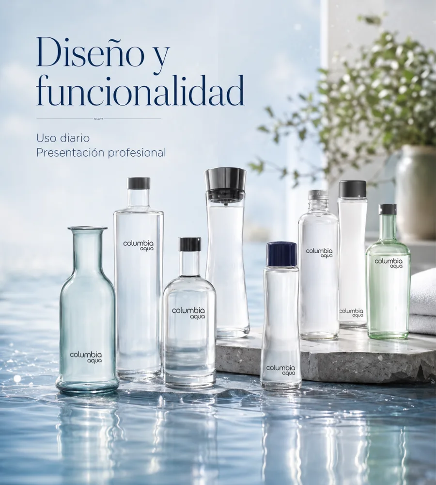 Botellas de cristal para uso diario y presentación profesional