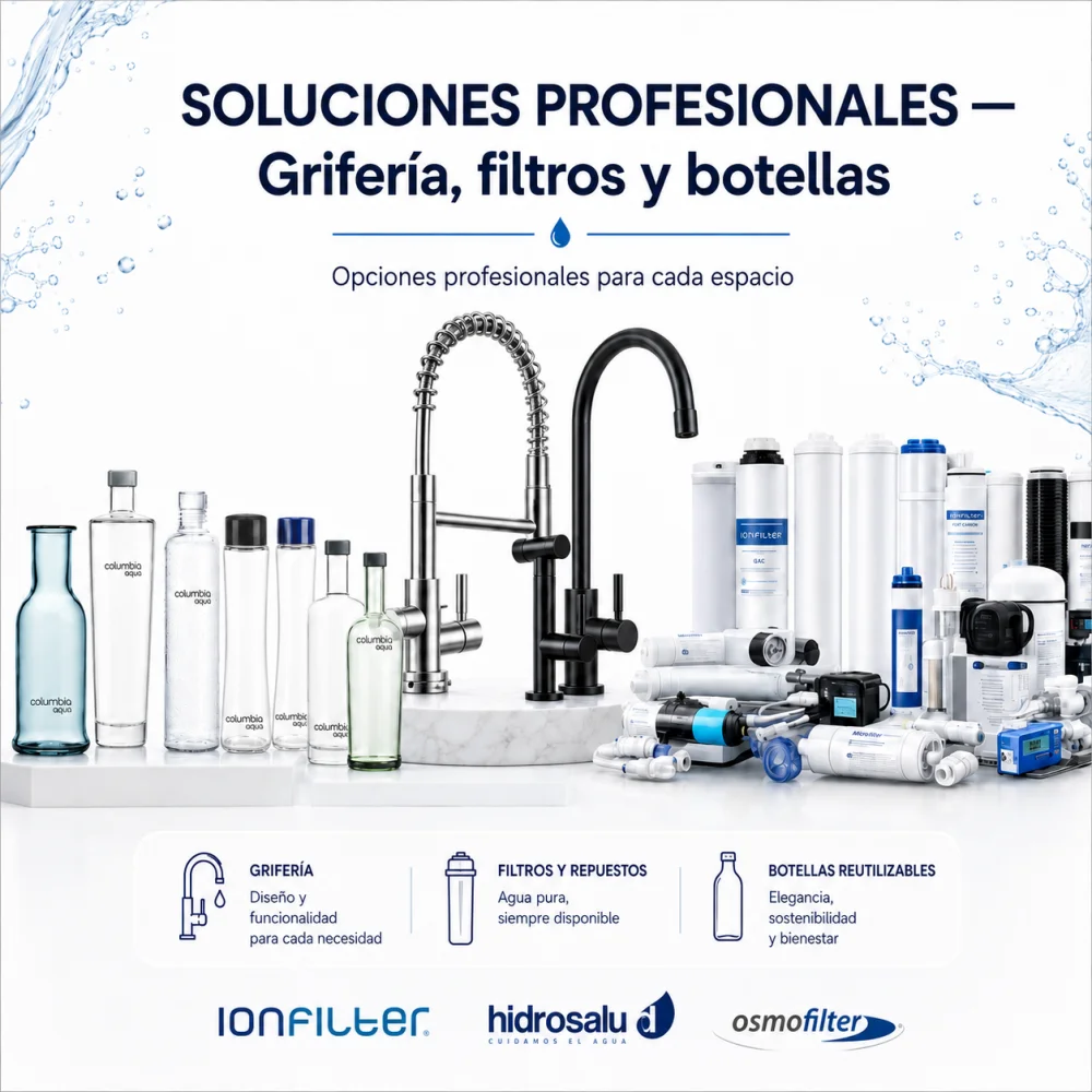 Grifería, filtros y botellas para sistemas de agua