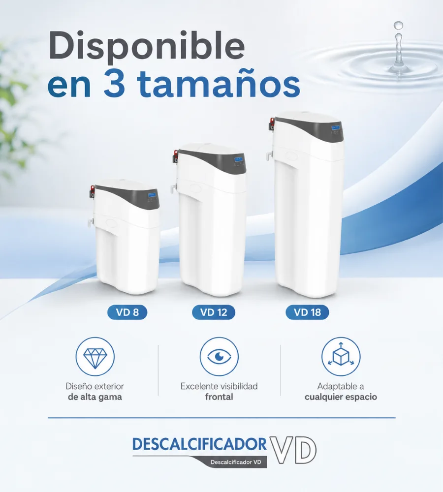 Descalcificador VD — Disponible en tres tamaños: VD 8, VD 12 y VD 18