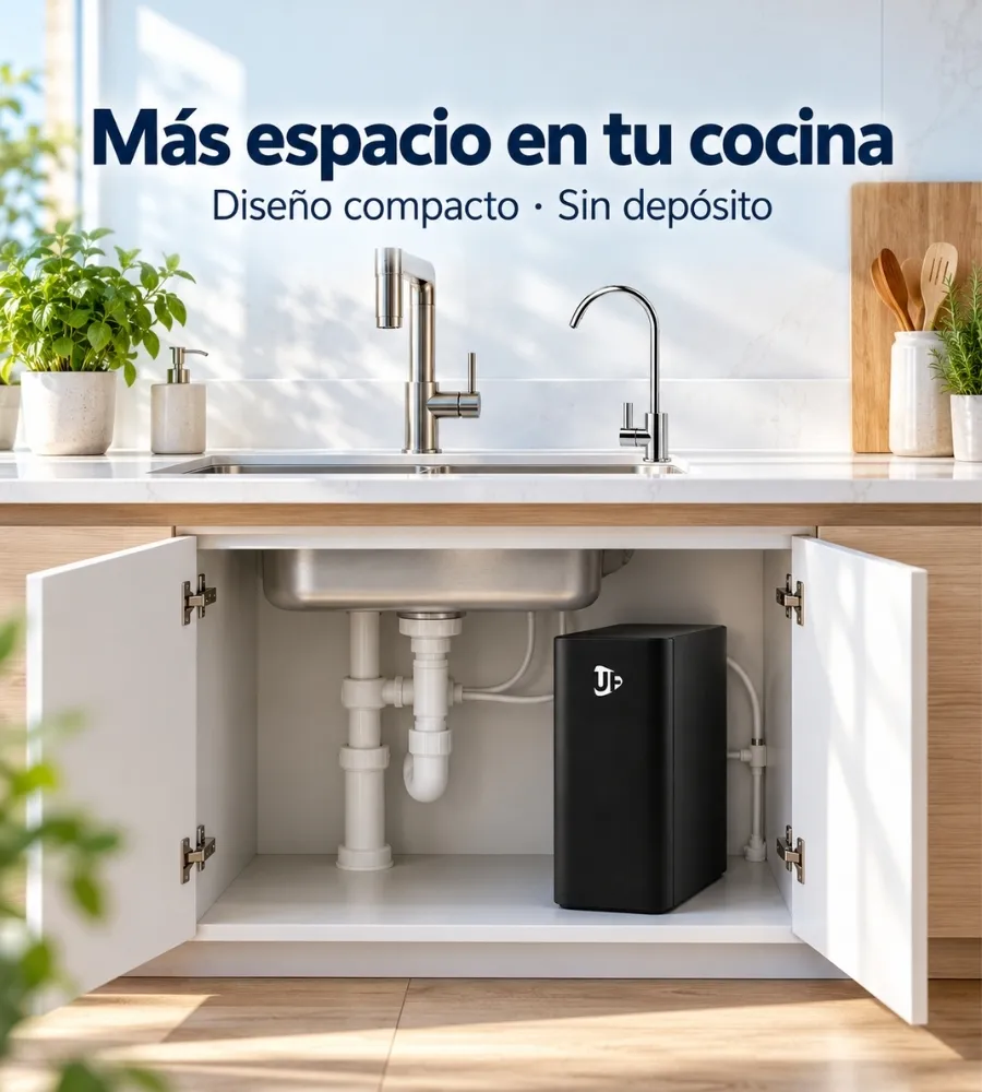 MICROTECH UF, diseño compacto y sin depósito bajo el fregadero