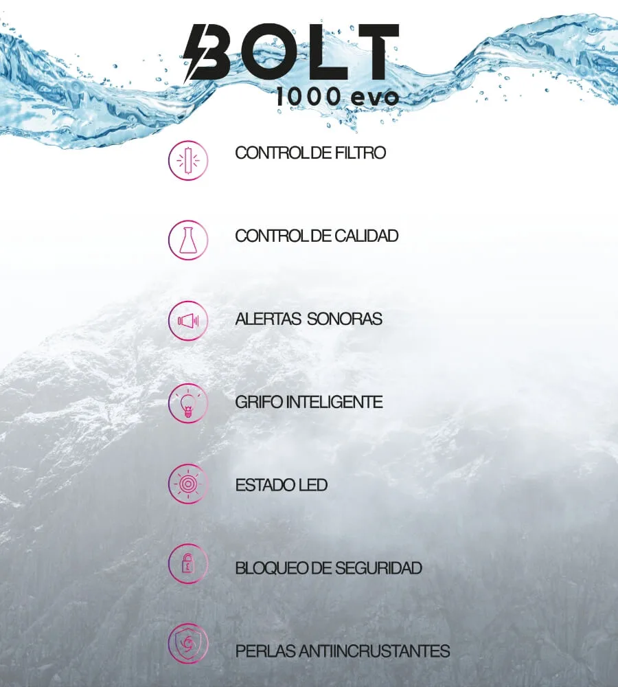 BOLT 1000 EVO — Alertas sonoras, estado LED y bloqueo de seguridad