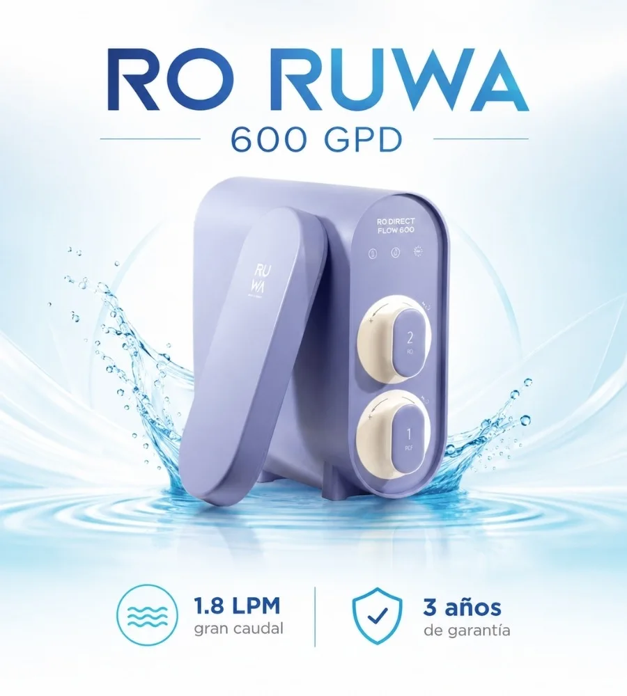RO RUWA — 1,8 LPM de caudal y tres años de garantía