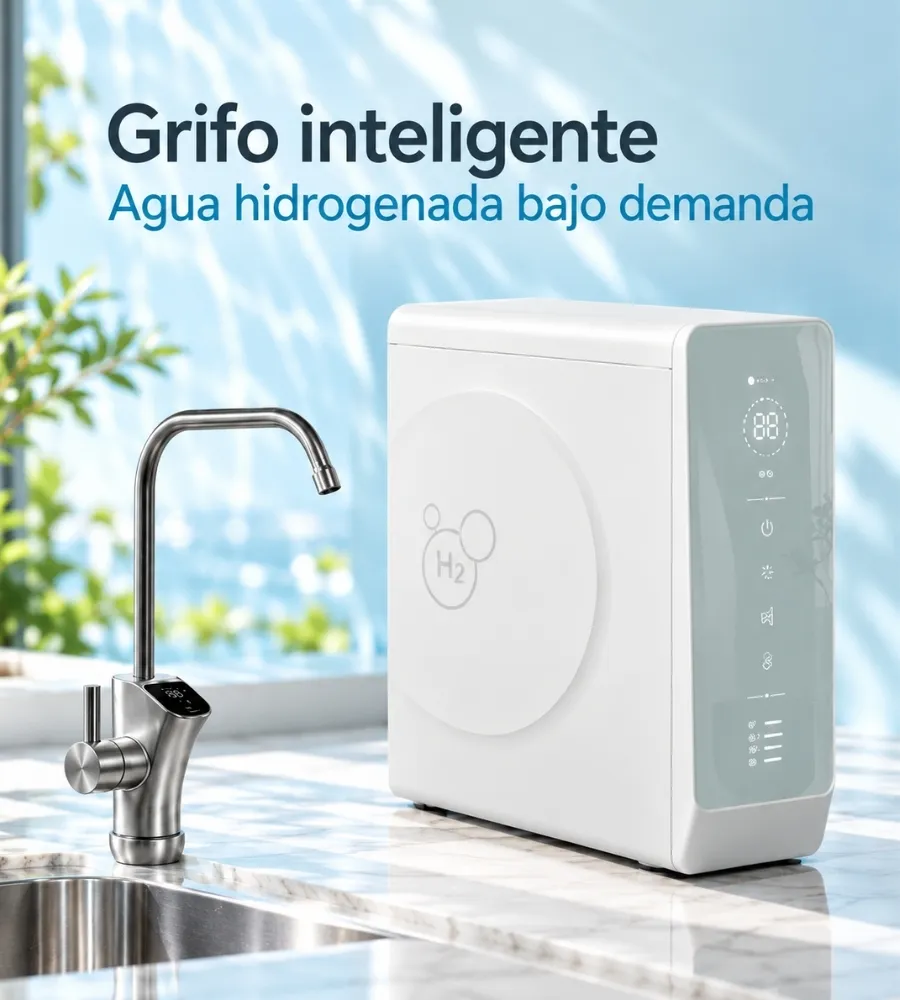 RYDON 800 GPD, grifo inteligente con agua hidrogenada bajo demanda