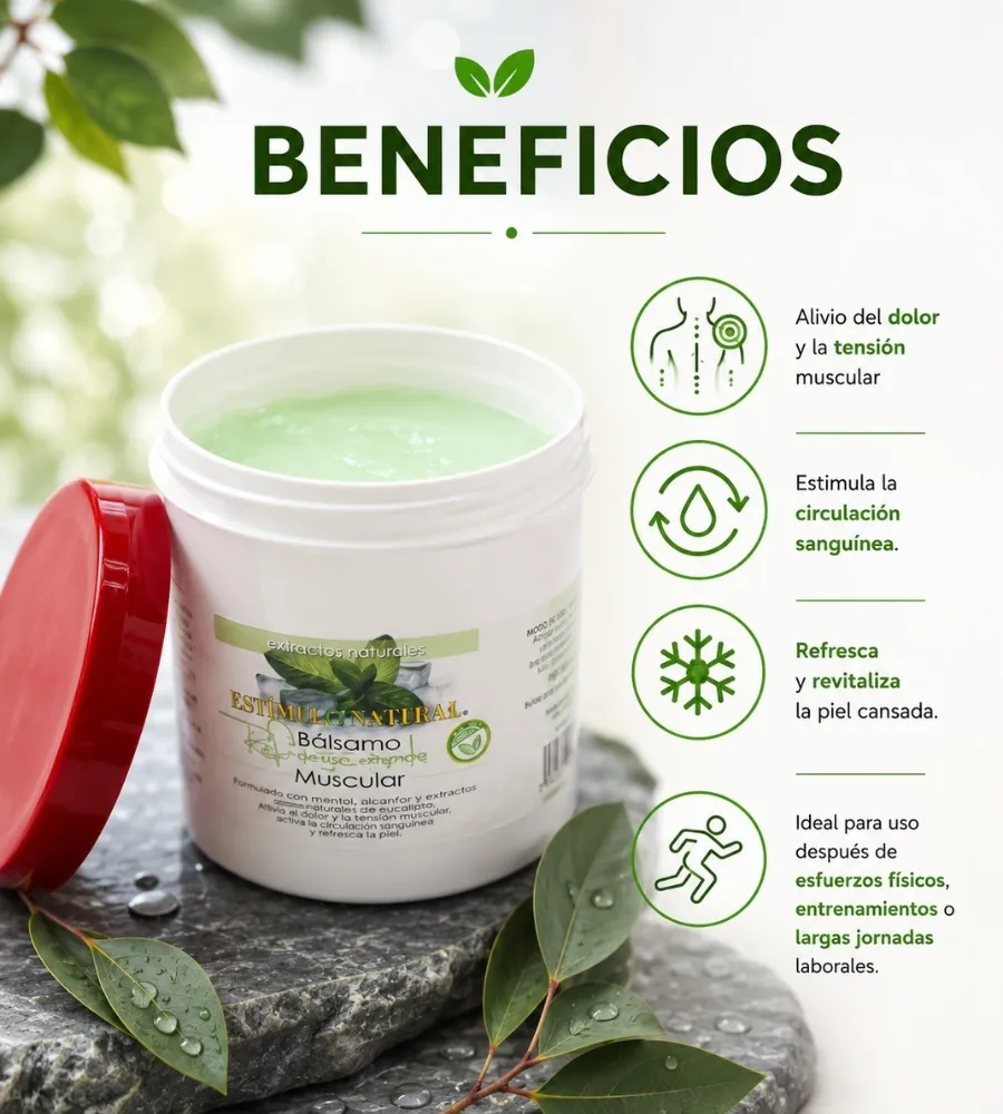 BÁLSAMO REFRESCANTE MUSCULAR ESTILAT NATURA — Sensación refrescante en la piel