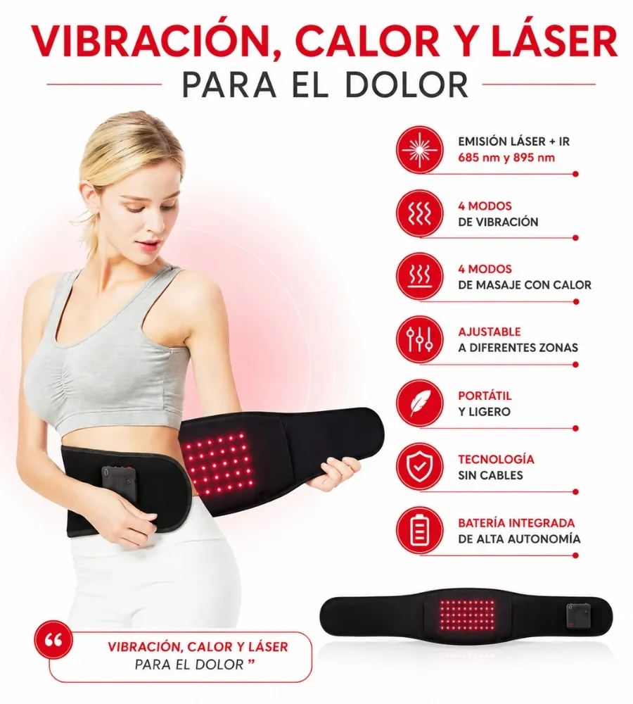 CINTURÓN LÁSER LUMBAR - ABDOMINAL — Para el dolor