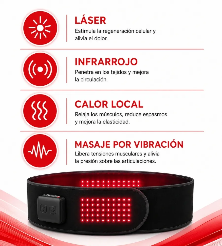 CINTURÓN LÁSER LUMBAR - ABDOMINAL — Lumbar y abdominal