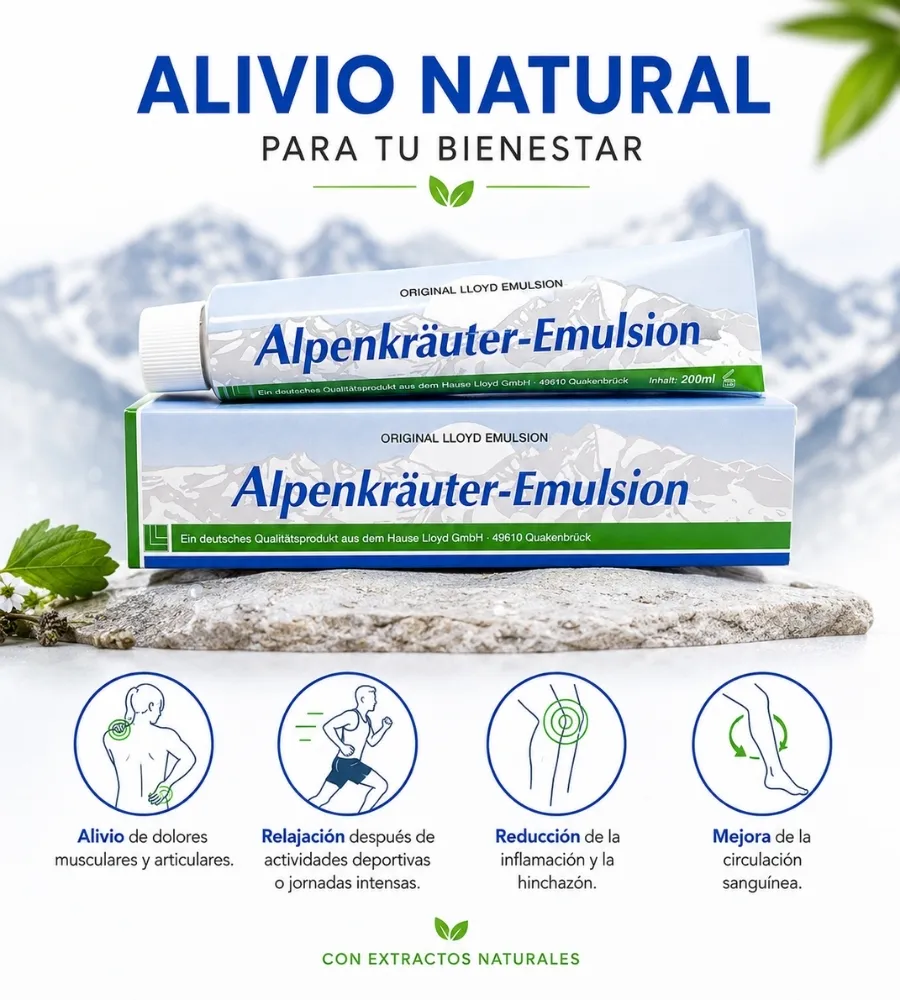 CREMA ALPENKRÄUTER EMULSIÓN LLOYD — Efecto relajante, calmante y antiinflamatorio