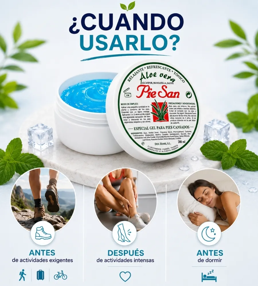 GEL PIES Y PIERNAS PIESAN NATUR — Antes y después de cada esfuerzo