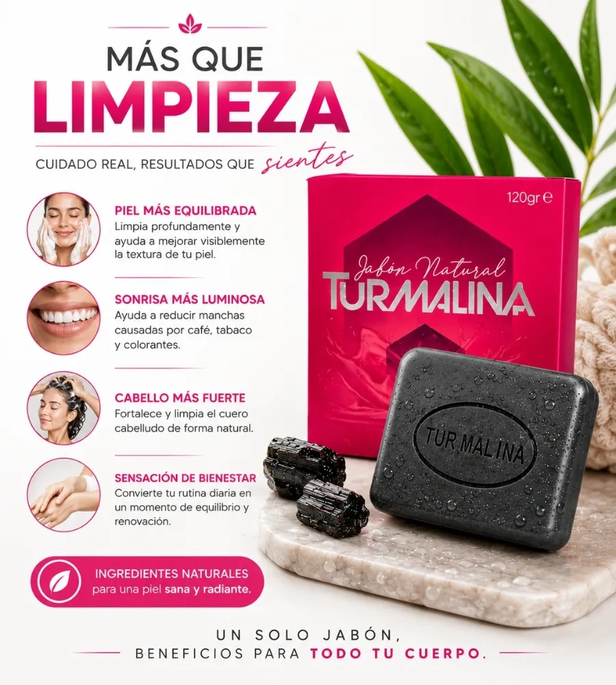 JABÓN DE TURMALINA V10 — Beneficios para todo tu cuerpo