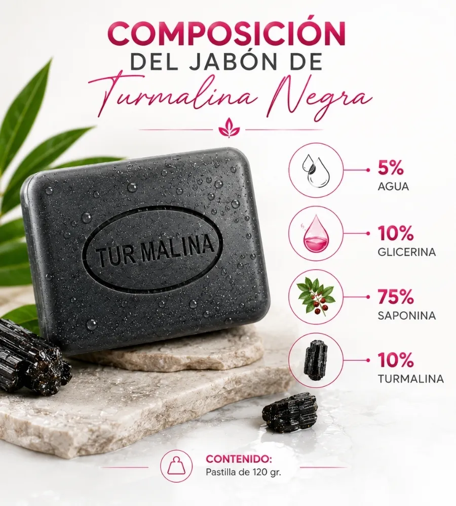 JABÓN DE TURMALINA V10 — Jabón de turmalina negra