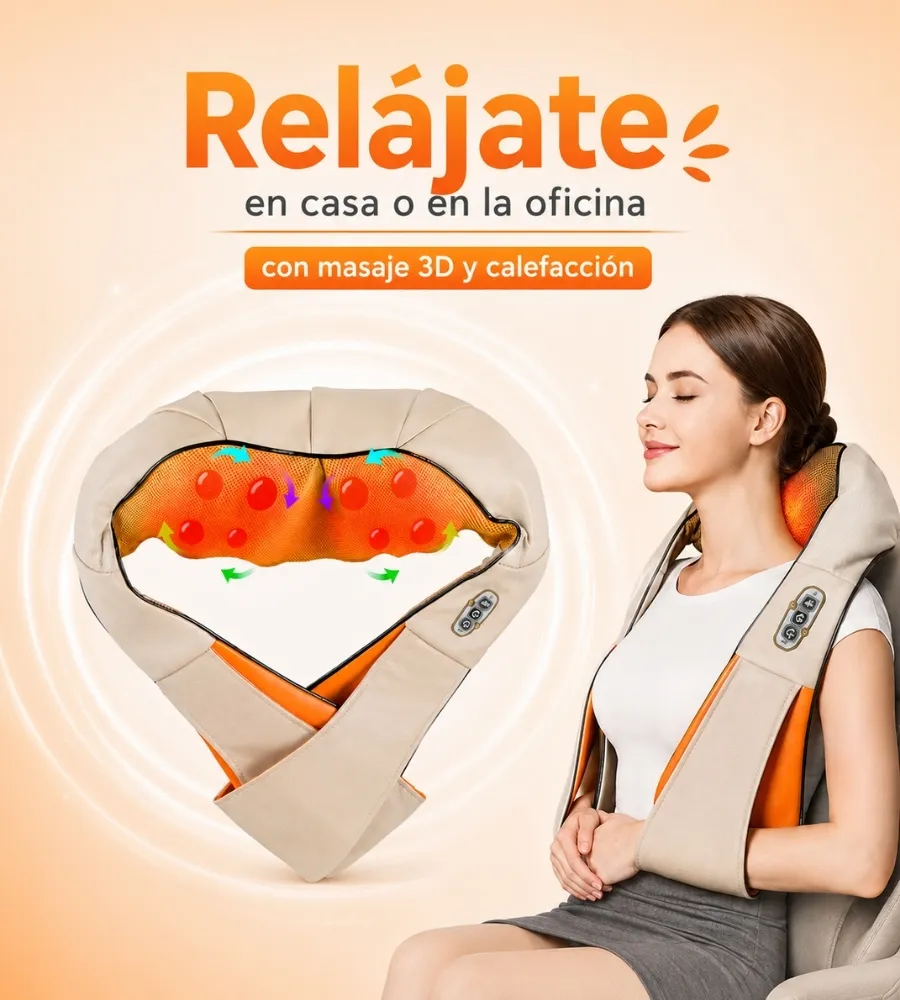 MASAJEADOR CUELLO 3D — En casa o en la oficina