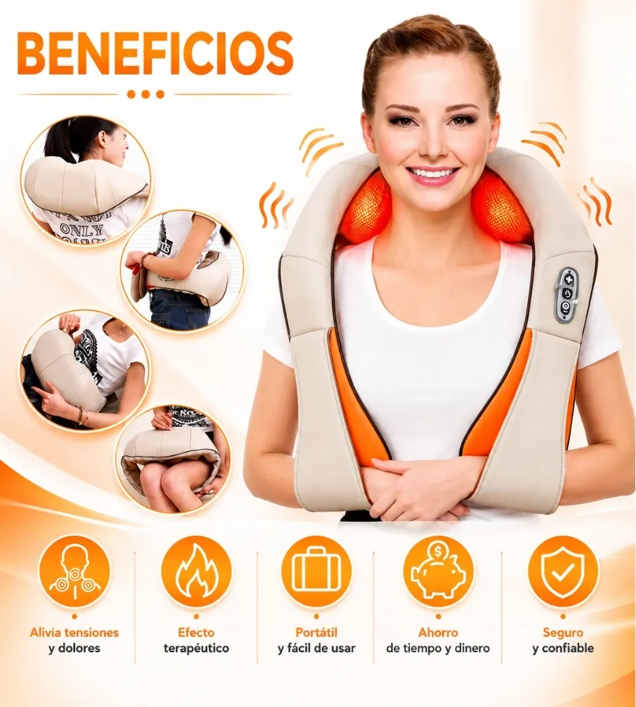 MASAJEADOR CUELLO 3D — Calor y masaje