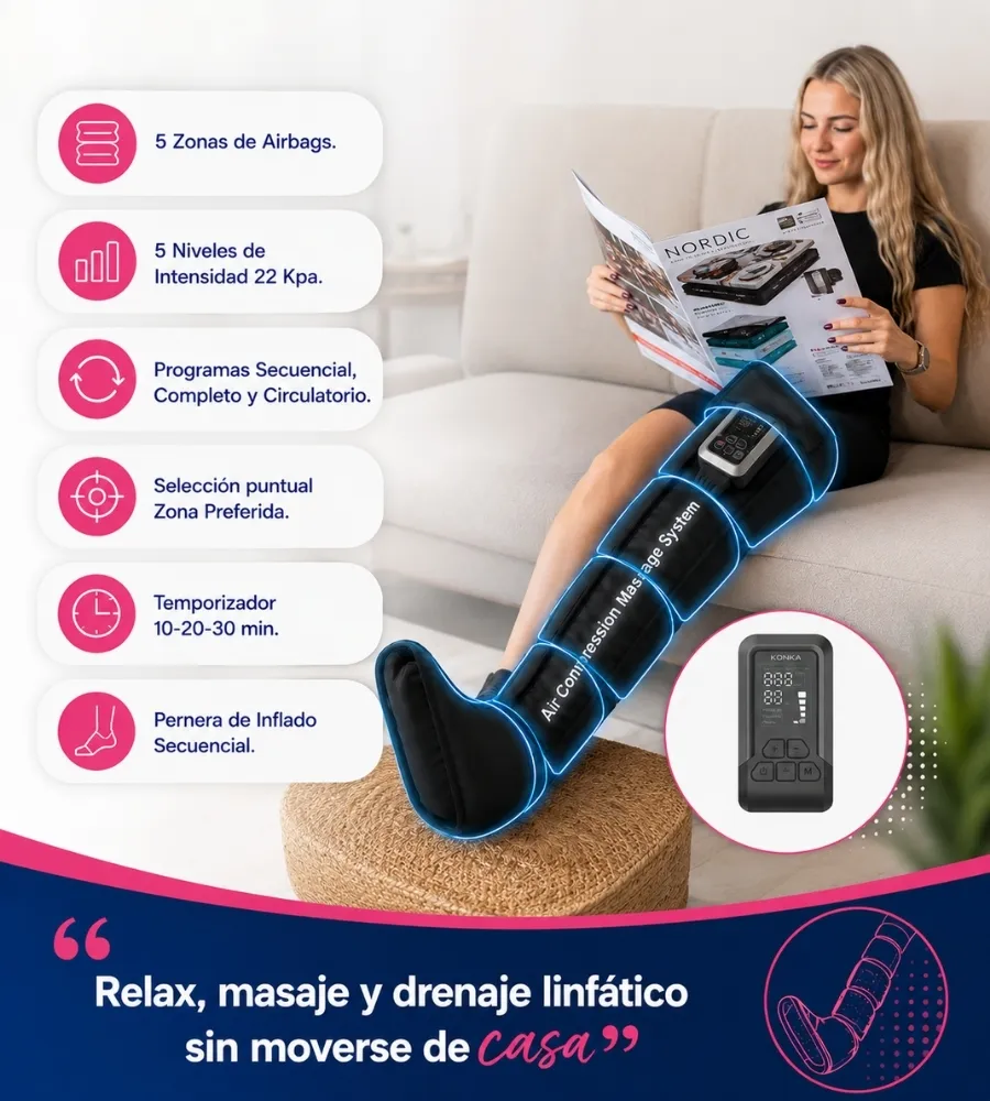 PRESOTERAPIA DE VIAJE INALÁMBRICA — Secuencial, completo y circulatorio