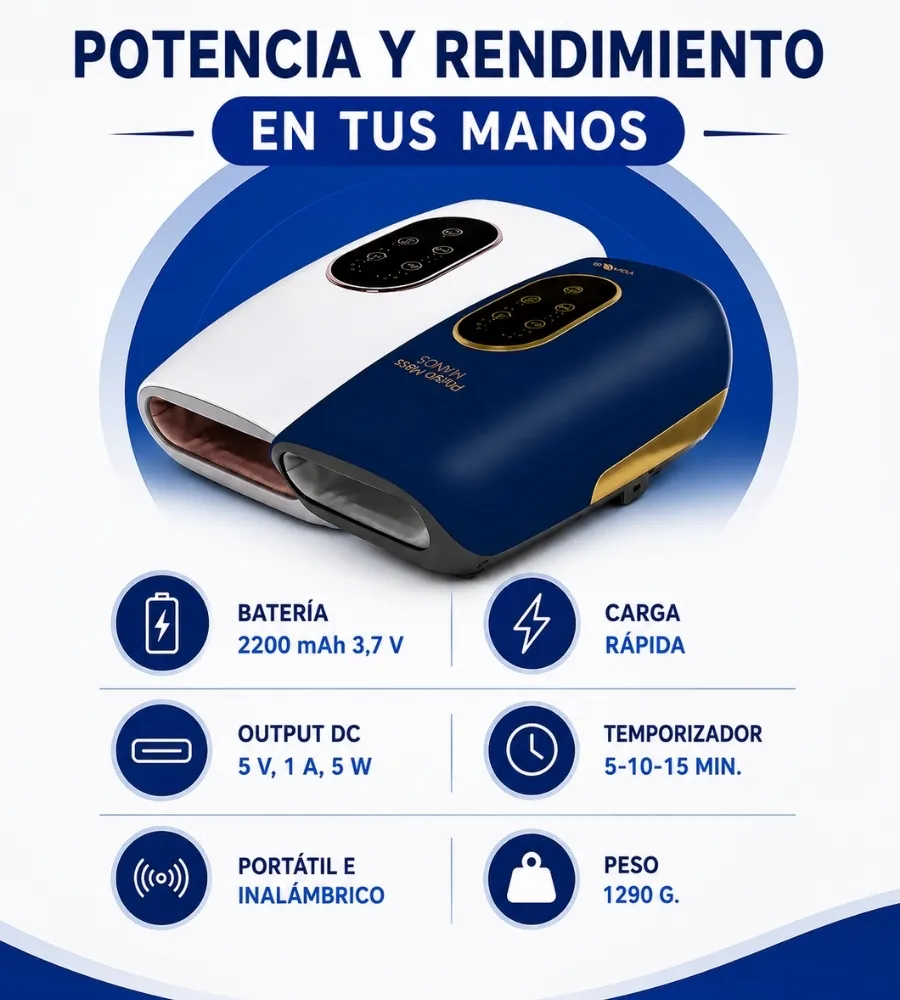 MASAJEADOR PRESOTERAPIA MANOS CON LÁSER — En tus manos