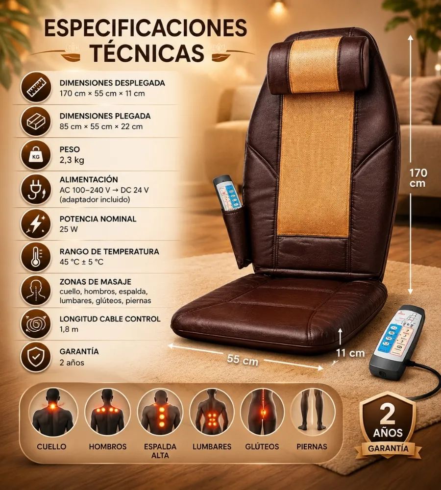 RESPALDO DE MASAJE SHIATSU — Datos del equipo