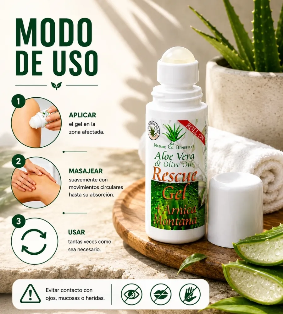 ROLL-ON RESCUE GEL ÁRNICA — Modo de uso