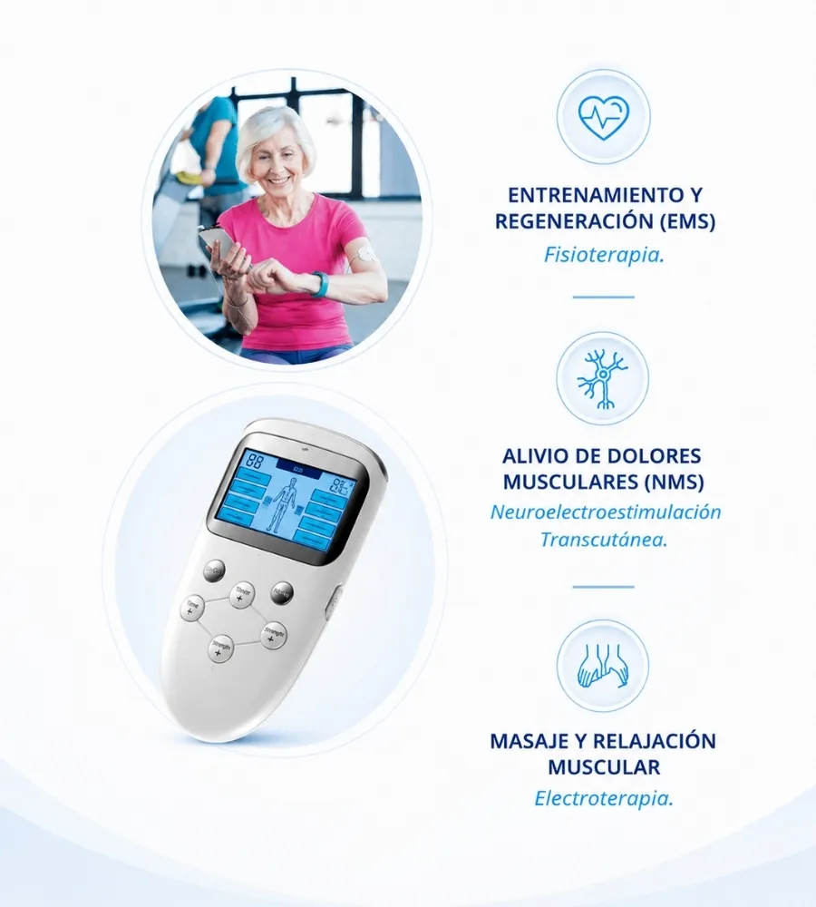 TENS ELECTROESTIMULADOR 6 EN 1 — EMS, NMS y electroterapia