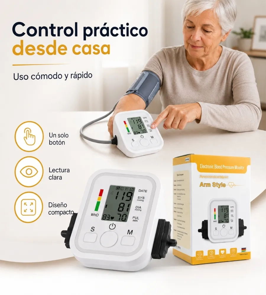 TENSIÓMETRO DIGITAL DE BRAZO — Pensado para el control periódico
