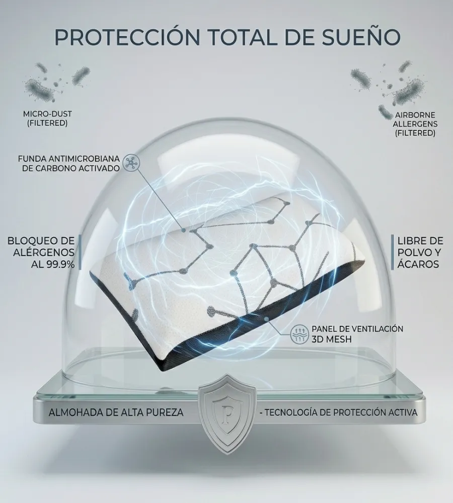 ALMOHADA MEMORY LUXE — Una barrera contra alérgenos, polvo y ácaros