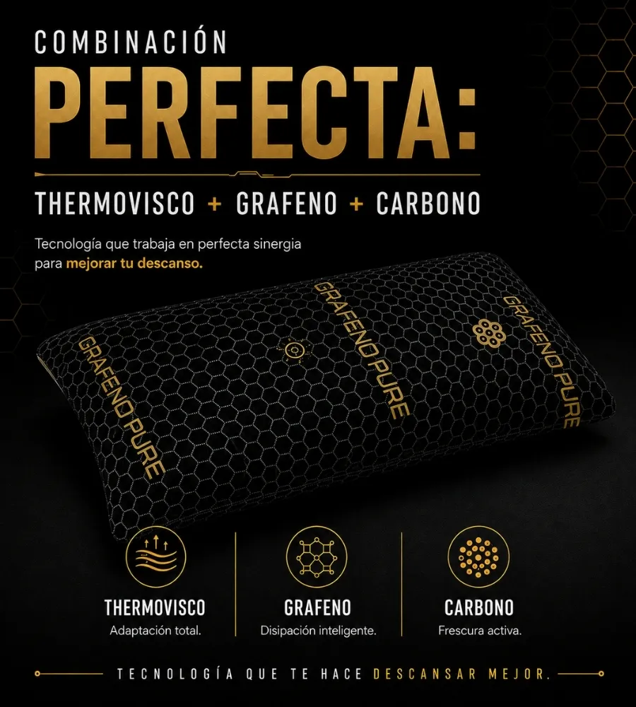 ALMOHADA SENSO BLACK — ThermoVisco + Grafeno + Carbono