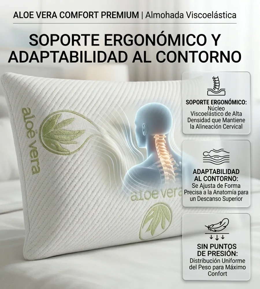 ALMOHADA SLEEPING NATURE VIAJE — Soporte ergonómico y adaptabilidad al contorno