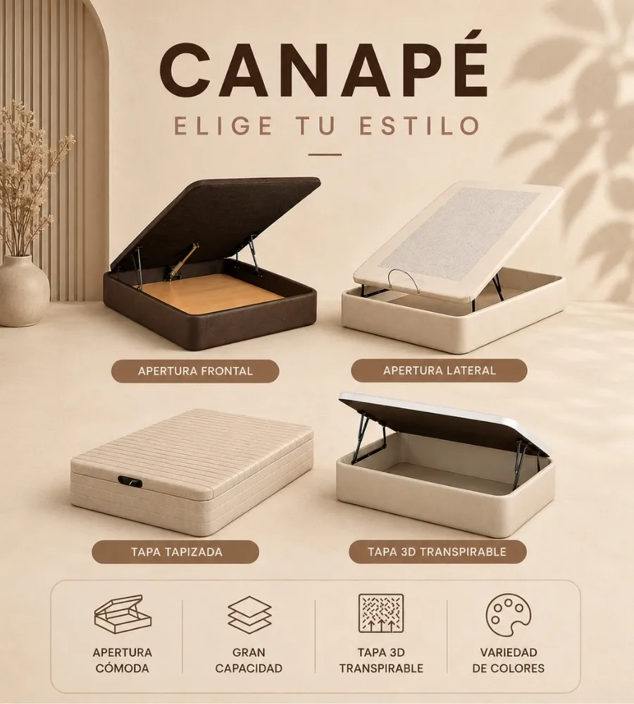 CANAPÉ TAPIZADO — Apertura frontal o lateral