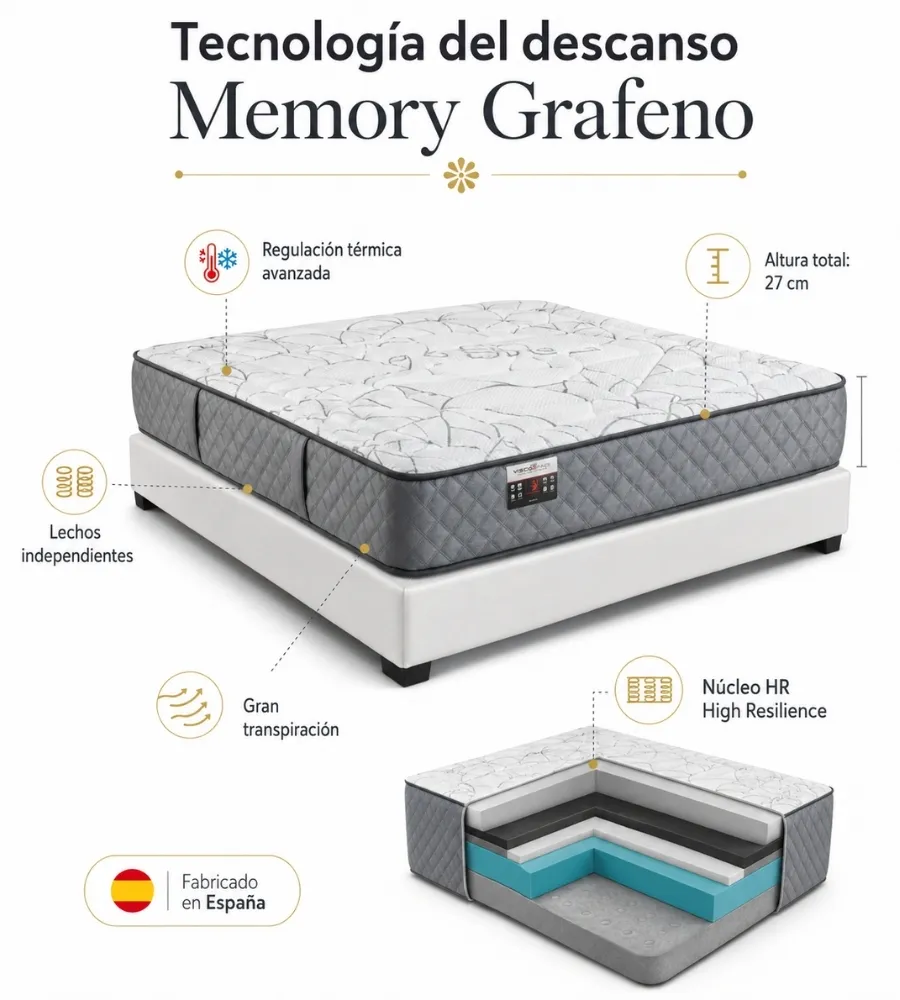 NEW D'LUXE MEMORY GRAFENO — Lechos independientes y gran transpiración
