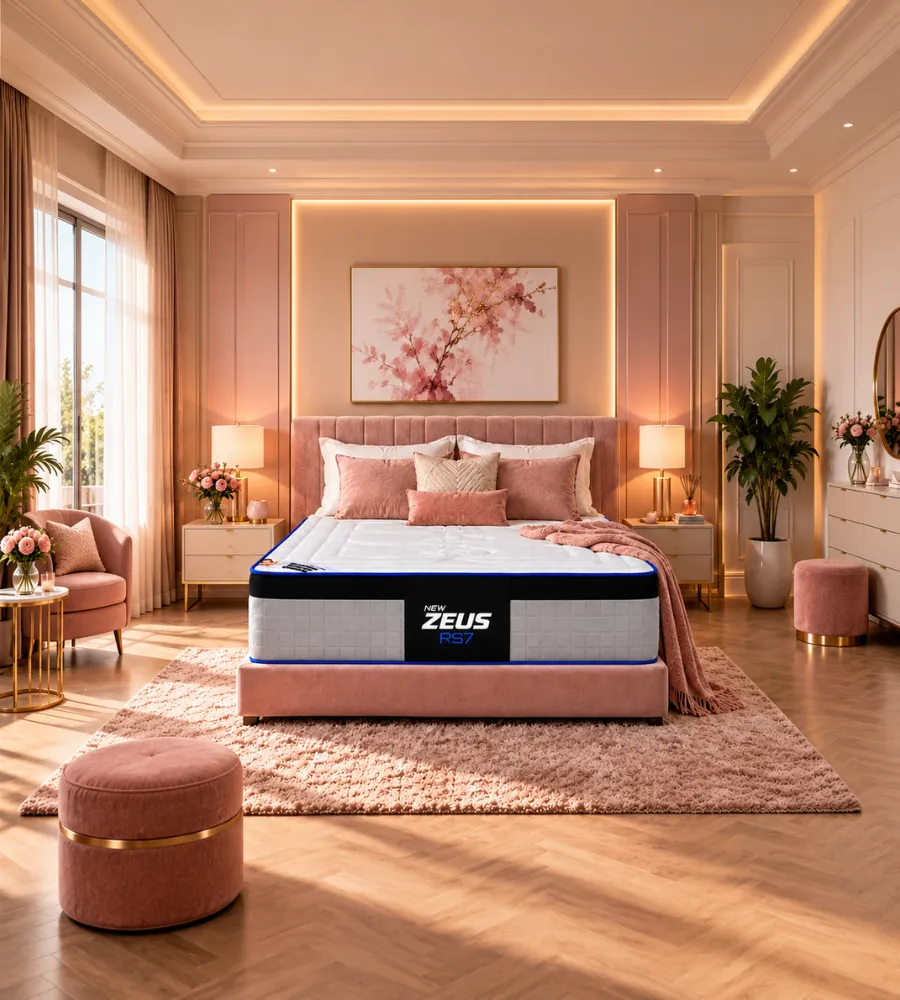 NEW ZEUS RS7 en un dormitorio en tonos rosados