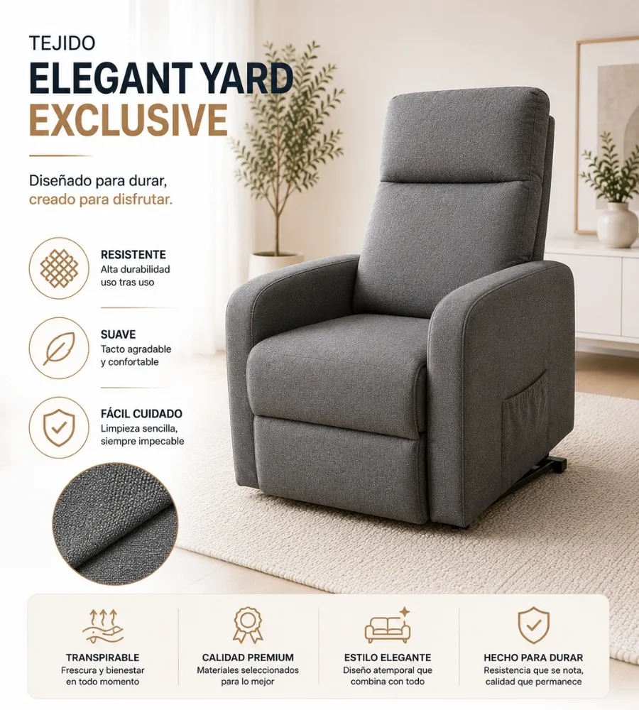 SILLÓN LEVANTAPERSONAS Y MASAJE ELITE — Diseñado para durar, creado para disfrutar