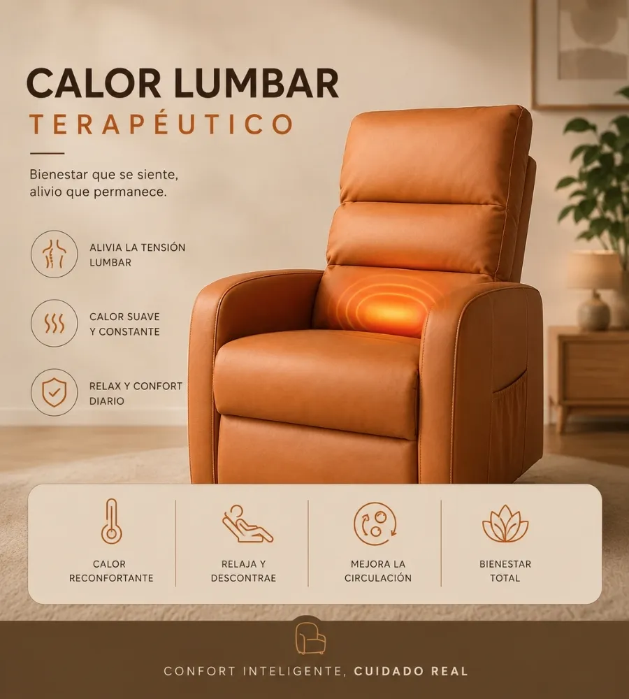SILLÓN LEVANTAPERSONAS Y MASAJE SENIOR — Bienestar que se siente, alivio que permanece