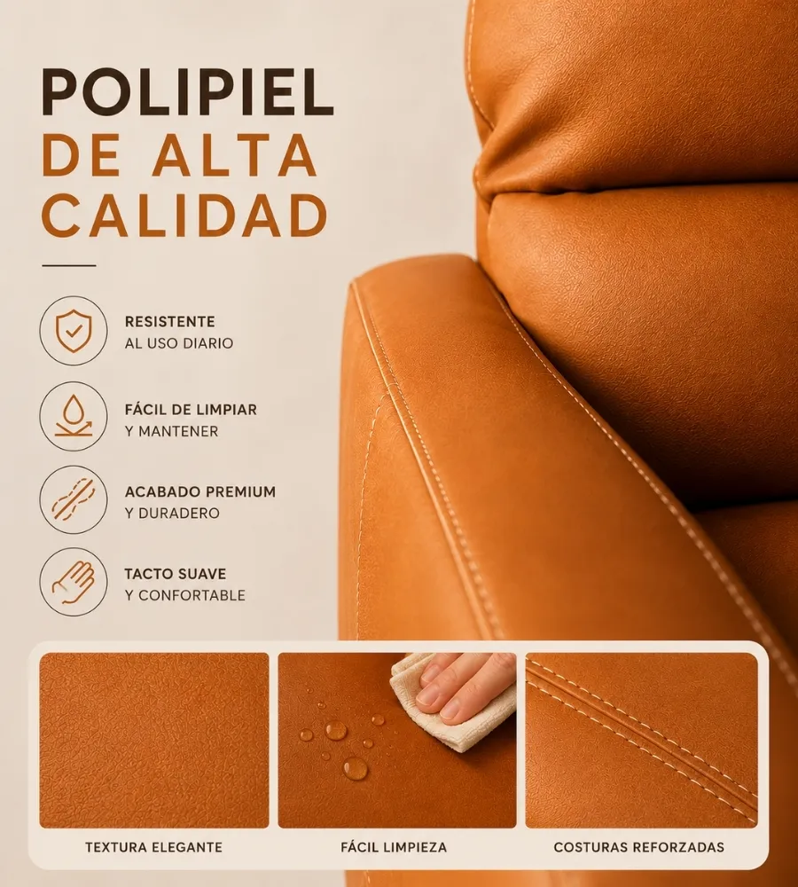 SILLÓN LEVANTAPERSONAS Y MASAJE SENIOR — Resistente y fácil de limpiar