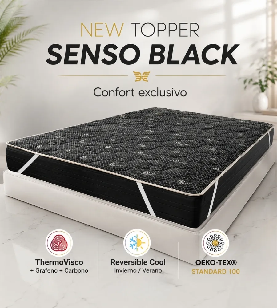 NEW TOPPER SENSO BLACK — ThermoVisco + Grafeno + Carbono