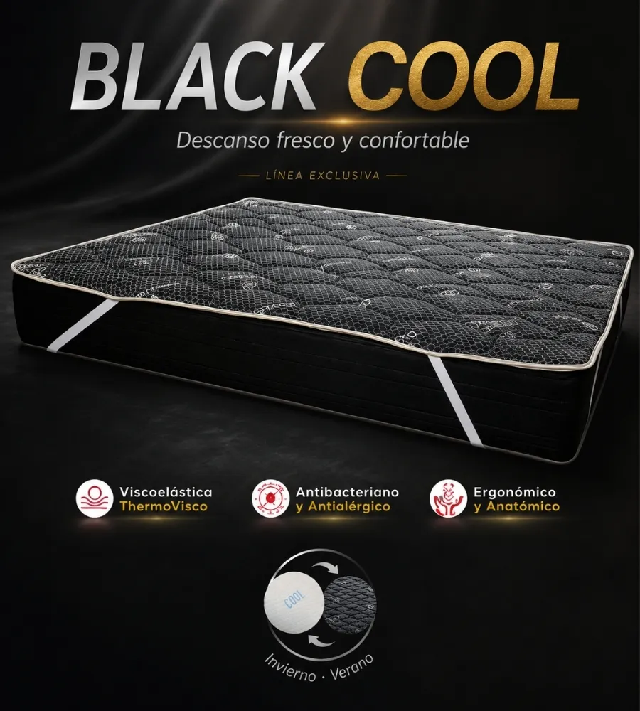 NEW TOPPER SENSO BLACK — Descanso fresco y confortable
