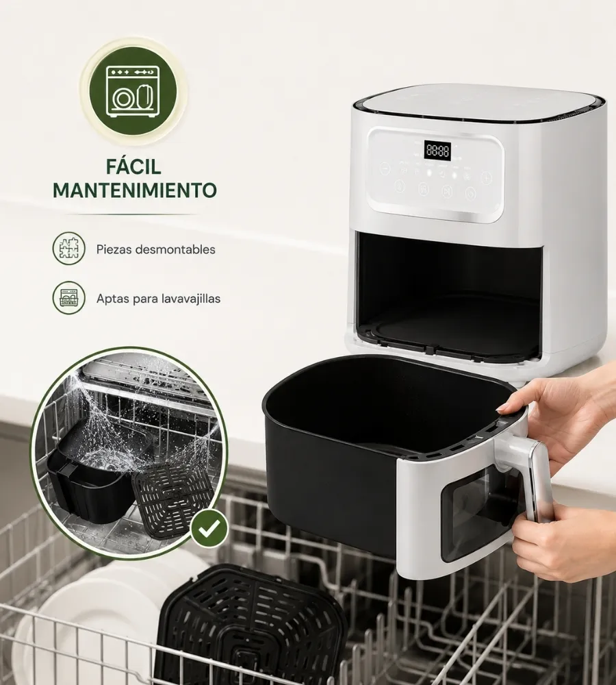 Air Fryer Switzerland 8 Litros — fácil mantenimiento y limpieza