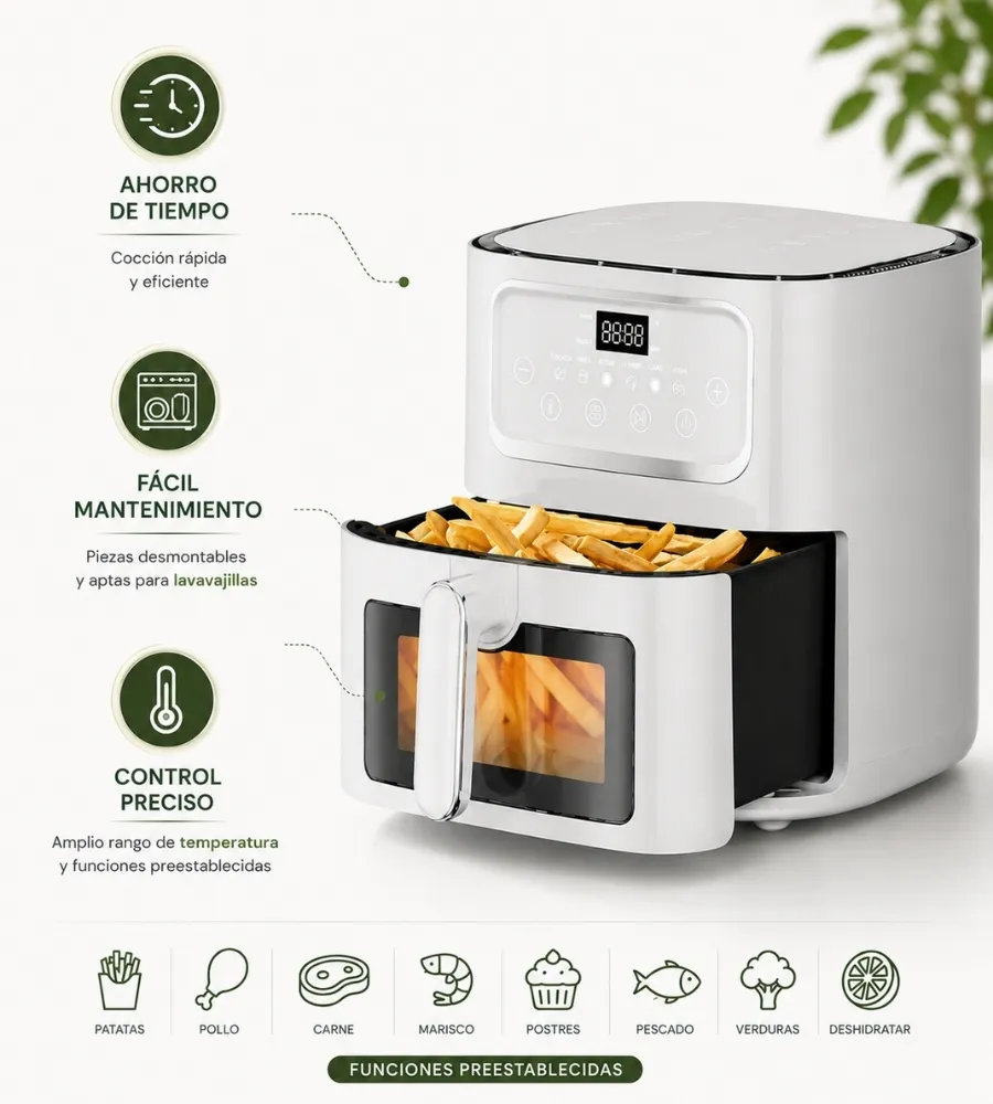 Air Fryer Switzerland 8 Litros — ahorro de tiempo y control preciso
