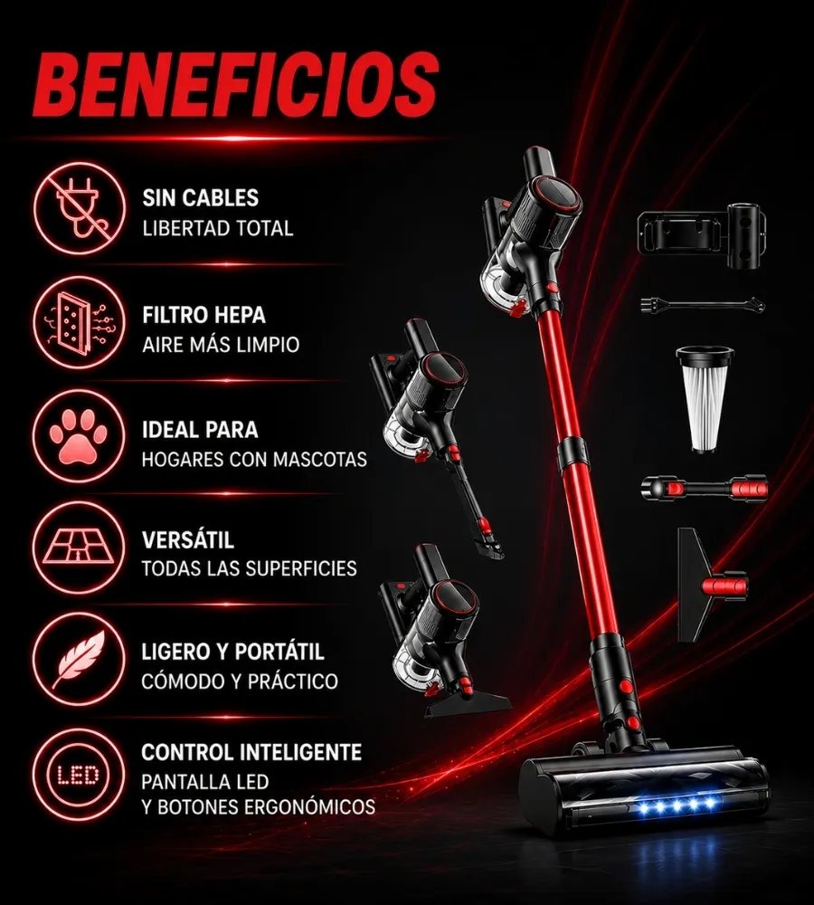 Aspirador Ciclónico Plus-Bio — pantalla y cabezal