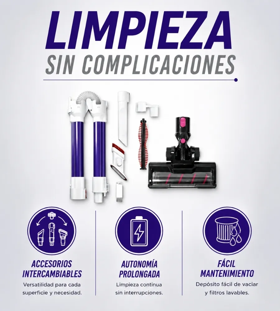 Aspirador Vertical Flex 360 — accesorios y mantenimiento