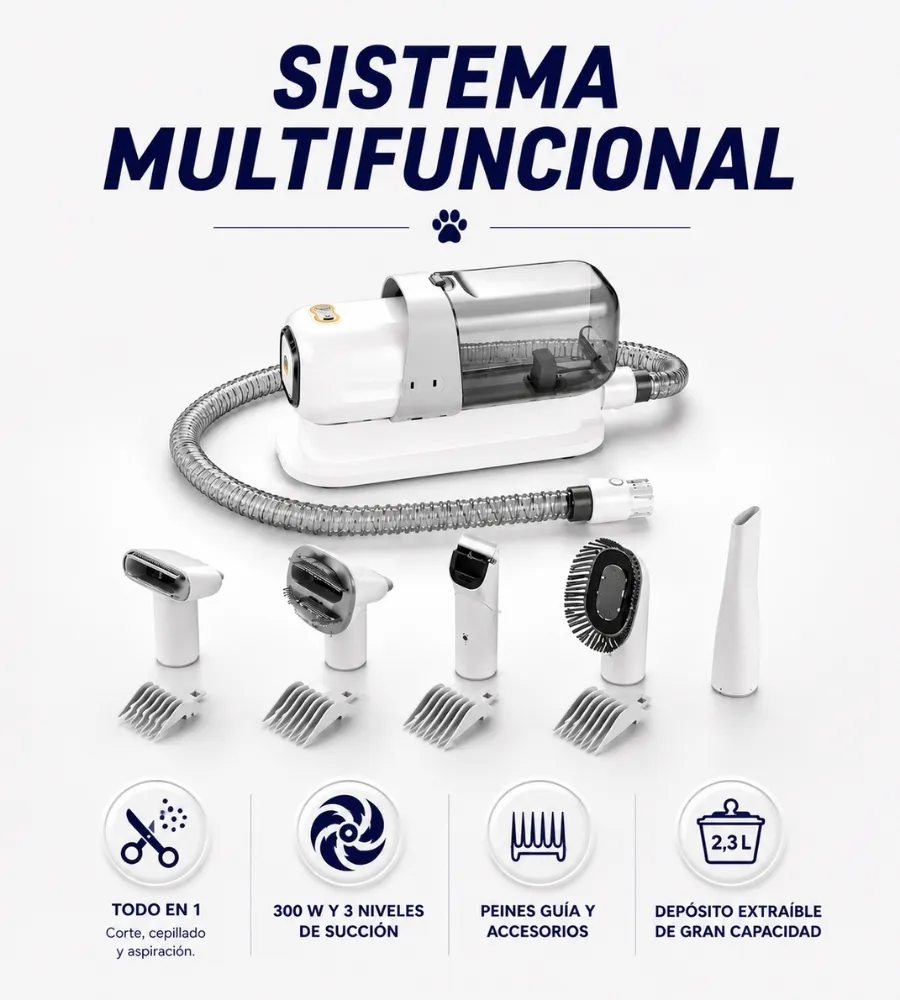 Aspirador Mascota 3 en 1 — sistema multifuncional