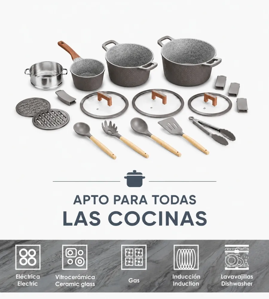 Batería de Fundición Profesional — apta para todas las cocinas