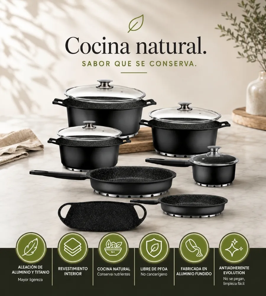 Batería de Titanio Chef Evolution — cocina natural