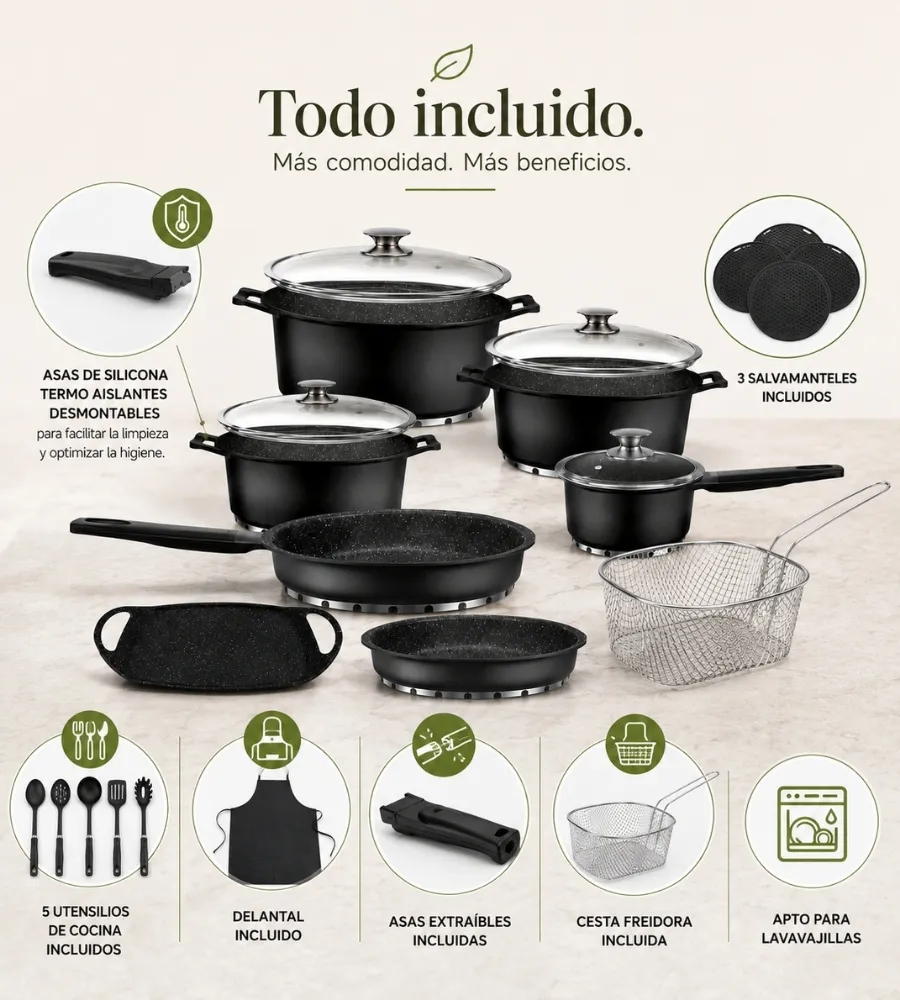 Batería de Titanio Chef Evolution — todo incluido