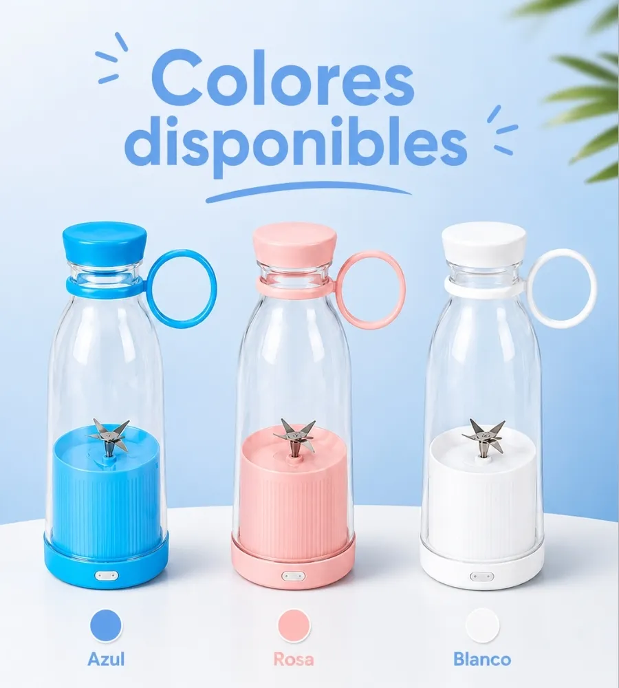 Botella Batidora Portátil 300 ml — colores disponibles