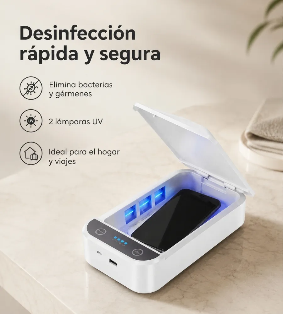 Caja Esterilizadora UV — desinfección rápida con dos lámparas