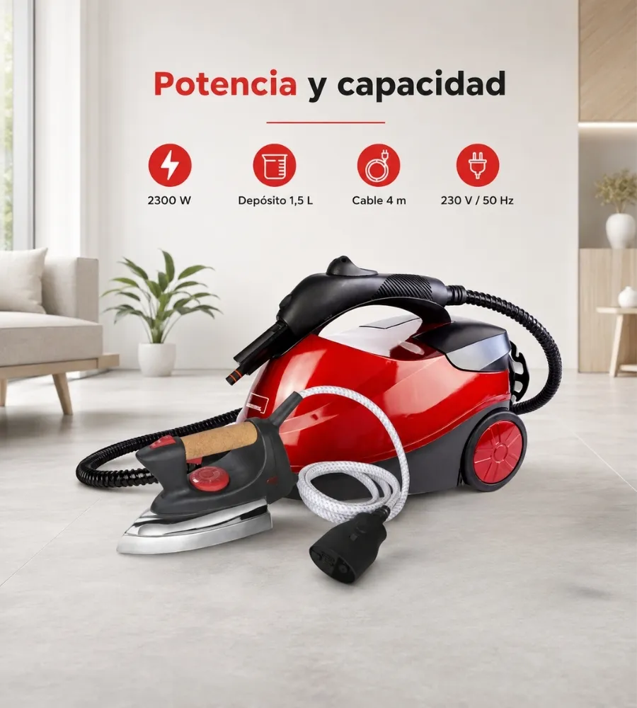 Vaporeta con Centro de Planchado — potencia y capacidad