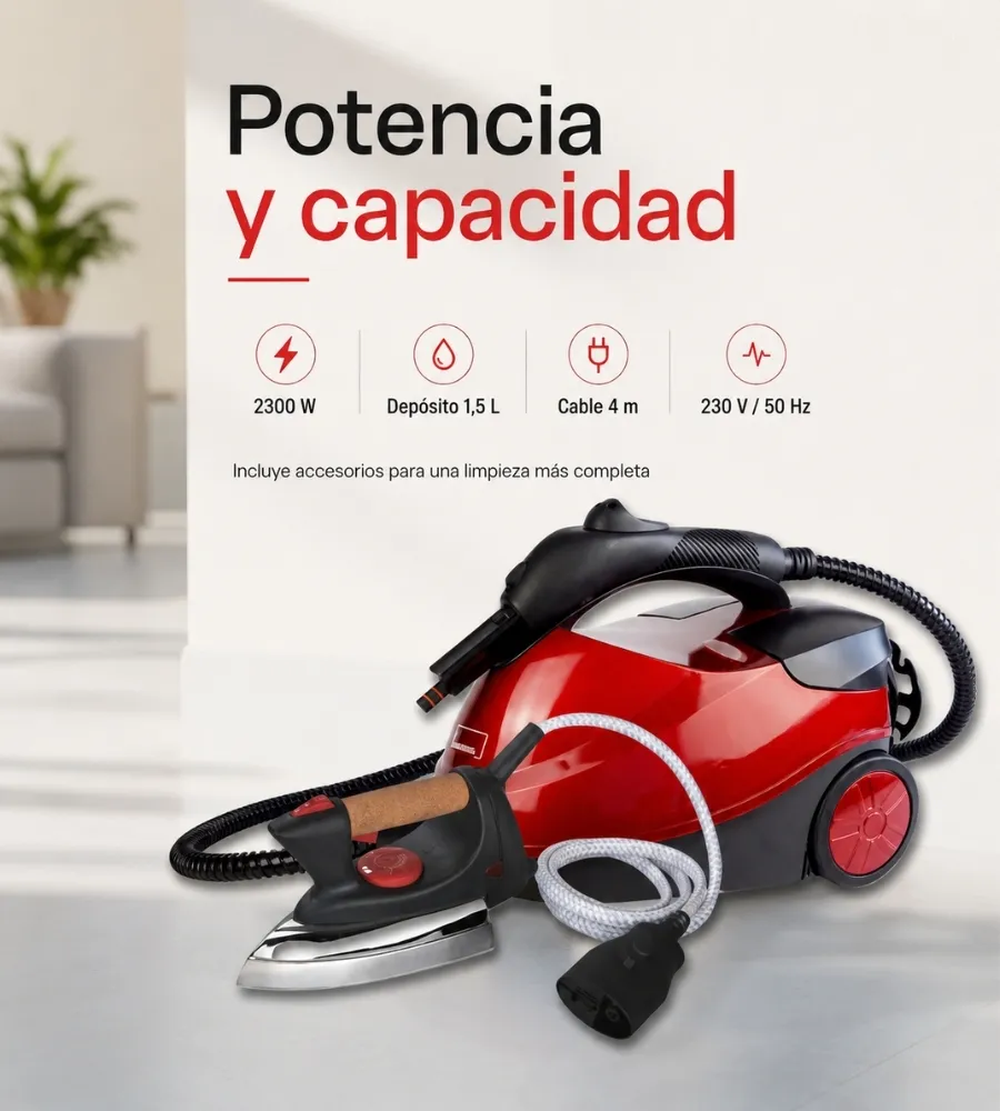 Vaporeta con Centro de Planchado — accesorios incluidos
