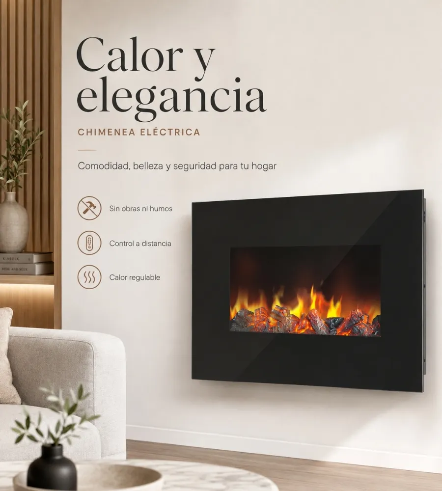 Chimenea Eléctrica Cristal — calor y elegancia
