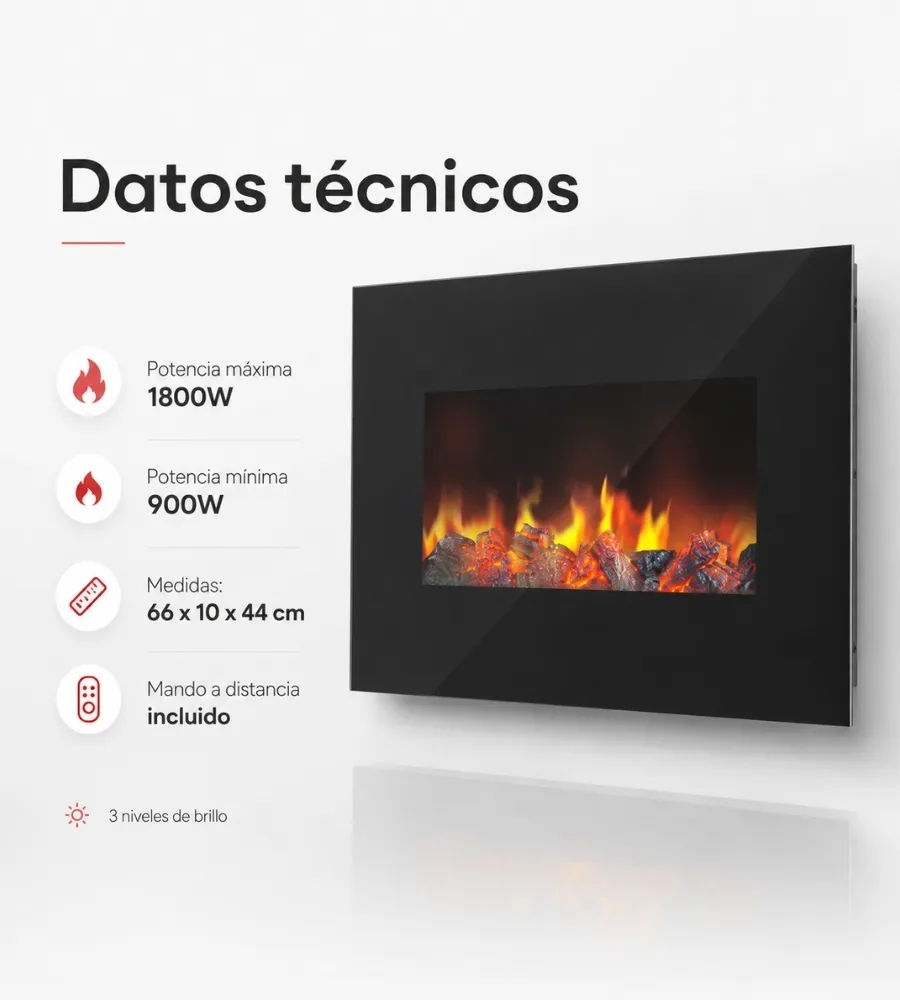 Chimenea Eléctrica Cristal — datos técnicos