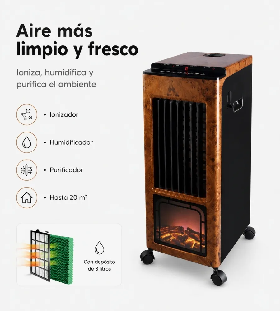 Climatizador Evaporativo 7 en 1 — aire más limpio
