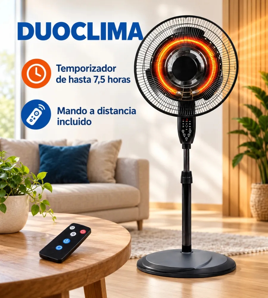 Ventilador Duoclima: temporizador y mando a distancia